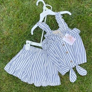 Jessica Simpson Blue and White Striped Kids Matching Set